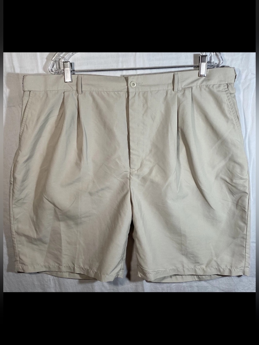 Palm Beach Golf Mens Size 40 100% Polyester Pleated Front Beach Khaki Shorts